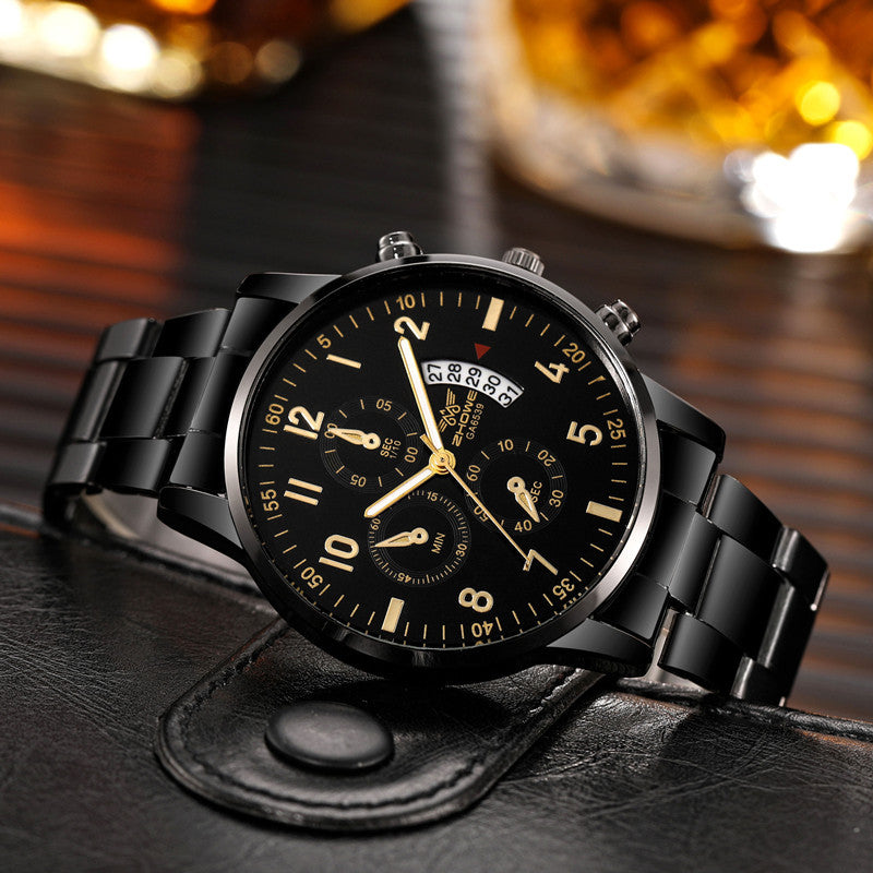 Luxury Wrist Watch Black Band Black Face